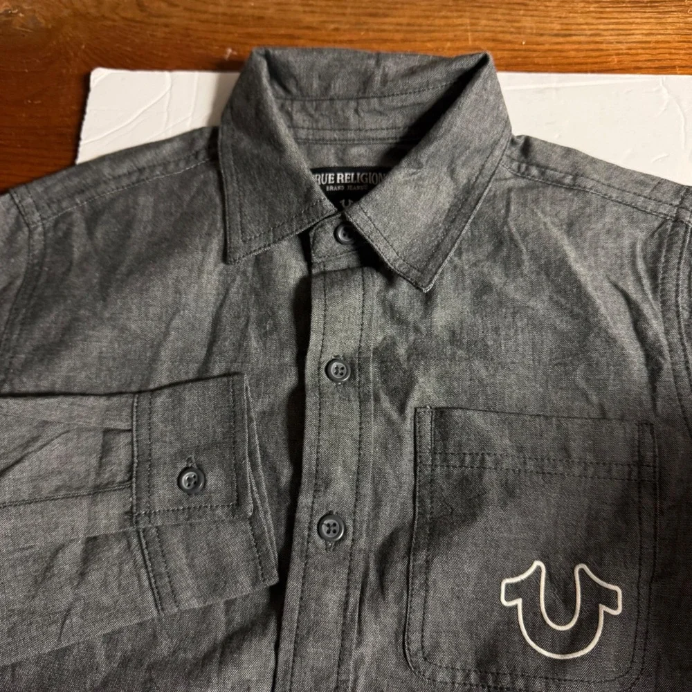 Kids True‎ Religion Gray Long Sleeve Button Up Shirt Size S